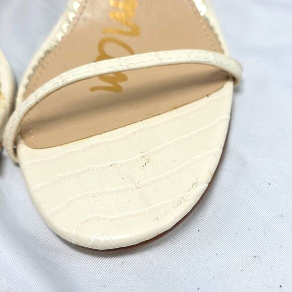Sam Edelman Dara Croc Embossed Print Sandals Ivory Size 9.5 - Picture 5 of 16
